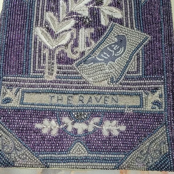 Hopeless Romantic Edgar Allen Poe The Raven Beaded Book Shaped Purse - Picture 3 of 10